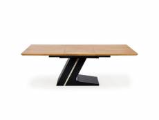 Table de salle à manger extensible avec pied central en acier noir et plateau aspect chêne naturel seattle 949