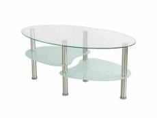 Table de salon table basse hombuy blanche en verre trempé (90*50*42cm)