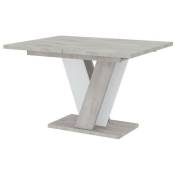 Table Goodyear 125, Gris + Blanc, 75x90x120cm, Allongement, Stratifié - Gris + Blanc