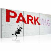 Tableau fille sur la balançoire, banksy - 60 x 30 cm - Noir, rouge, blanc