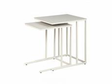 Tables gigognes plateau céramique gris clair - ladas - grande table : l 50 x l 40 x h 56 cm - petite table : l 44 x l 35 x h 50 cm