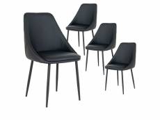 Tinto - lot de 4 chaises simili noir et pieds acier