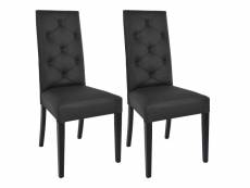 Trevi - lot de 2 chaises simili noir et pieds laqués
