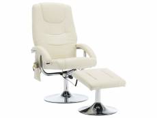 Vidaxl fauteuil de massage avec repose-pied blanc cassé similicuir 248662