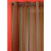 Voilage organza à rayures verticales - Chocolat - 140 x 260 cm