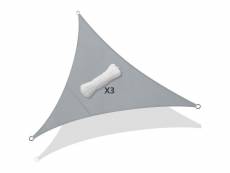 Vounot voile d’ombrage triangle imperméable polyester avec corde 3x3x3m gris