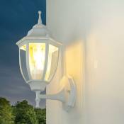 Applique d'extérieur Lyon blanche au design rustique en forme de lanterne étanche IP44 H:35,5 cm E27 - Blanc - Blanc