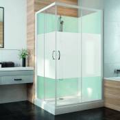 Cabine de douche carrée - Portes coulissantes - Verre sérigraphé - 90 x 90 cm - Izi Glass2 - Leda