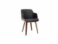 Chaise design noir et bois foncé lucien