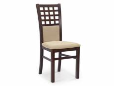 Chaise en bois massif couleur noyer et tissu beige walsor 99