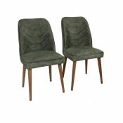 Cotecosy - Lot de 2 chaises Conla Velours Vert foncé - Vert foncé