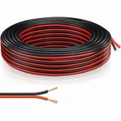 Cyclingcolors - Câble électrique fil cuivre 2x 0,5mm² 20AWG rouge noir ruban led souple flexible, 5 mètres