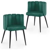 Deco In Paris - Lot de 2 chaises design en velours vert debby - vert