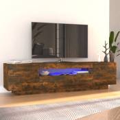Design In - Meuble tv avec lumières led pour Salon - Armoire tv Chêne fumé 160x35x40 cm BV287733