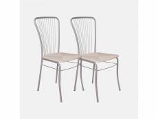 Ensemble de 2 chaises modernes en éco-cuir, pour salle à manger, cuisine ou salon, cm 54x45h93, assise h cm 46, couleur blanche 8052773728249