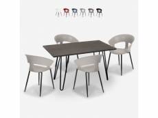 Ensemble de 4 chaises design moderne et table à manger 120x60cm industriel sixty