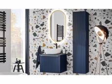 Ensemble de salle de bain bleu avec miroir ovale 60 cm santorin