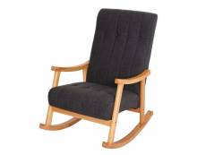 Fauteuil à bascule hwc-k10, fauteuil à bascule fauteuil relax ~ tissu/textile gris foncé, piétement marron