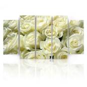 Feeby - Tableau roses blanches - 100 x 70 cm - Jaune