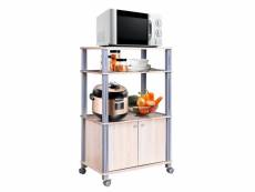 Giantex meuble de rangement etagère de cuisine roulant en bois chariot de cuisine de service micro-ondes 60 x 39, 5 x 92, 85-97, 65 cm