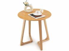 Gientex table basse ronde de 60 cm, table d’appoint en bois avec 2 pieds en forme de v et 4 patins réglables, pour salon et chambre