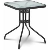 Helloshop26 - Table de jardin carrée plateau de verre 60 x 60 cm noir - Transparent