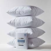 HOMESCAPES Protège-oreiller imperméable en tissu éponge 80 x 80 cm, Lot de 4 - Blanc