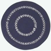 Homescapes - Tapis rond tissé à plat en coton ajouré Bleu marine, 90 cm - Bleu Marine