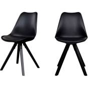 House Nordic - Lot de 2 chaises en simili et pieds en bois - Bergen - Couleur - Noir