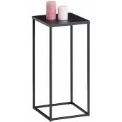 Idimex - Table d'appoint flora sellette bout de canapé style industriel, plateau carré de 30 x 30 cm et structure en métal de coloris noir - Noir/Noir