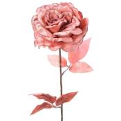 Iperbriko - Fleur décorative rose avec paillettes cm 10 x 22 x 60 h