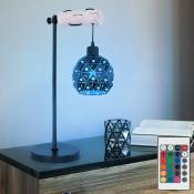 Lampe de table LED dimmable avec lampes de table télécommandées liseuse or noir réglable en hauteur, changement de couleur RVB, cristaux métal, 8,5W