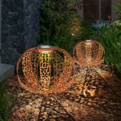 Lampe solaire led rouille, boule solaire, aspect rouille pour l'extérieur, décoration solaire pour jardin extérieur, batterie étanche IP44, avec sol,