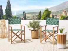 Lot de 2 chaises de jardin bois clair et gris à motif olives cine 312408