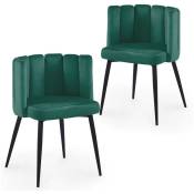 Lot de 2 chaises design en velours vert debby - vert