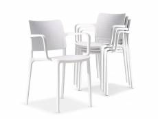 Lot de 4 chaises empilables avec assise et dossier perforés hollyne blanc