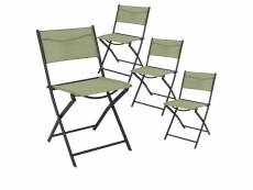 Melom - lot de 4 chaises pliantes textilène vert