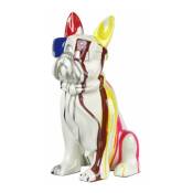 Meubletmoi - Statue chien blanc à lunettes et peinture H.37 cm - the boss
