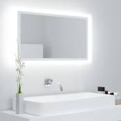Miroir à led de salle de bain Blanc 80x8,5x37 cm Acrylique