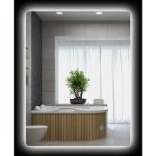 Miroir rectangulaire mural lumineux led de salle de bain - 70 x 50 cm - avec 3 couleurs, luminosité réglable interrupteur tactile système antibuée