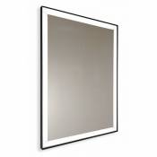 Miroir sabl rtro-clair sur mesure avec bordure primtrique noire jusqu' 100 cm jusqu' 50 cm