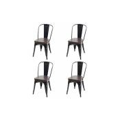 Nova - Set 4 chaises pour barre de design industriel en acier peint assis en cuir écologique Couleur : marron
