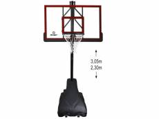 Panier de basketball pro deluxe platinium sur pied et mobile, hauteur réglable de 2,30m à 3,05m