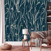 Papier peint panoramique herbes folles bleu nuit 225x250cm