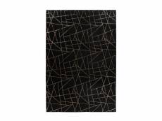 Paris prix - tapis géométrique à poils longs "bijou" noir & or 80 x 150 cm