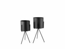 Pedestal - 2 cache-pots rond en métal mat - couleur - noir PT3639BK
