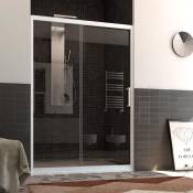 Porte cabine de douche verre et profil pvc blanc h 190 mod. Glax 1 Porte 160 cm transparent