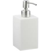 Porte-savon liquide, 300 ml, rechargeable, salle de bain, distributeur shampoing, pompe en inox, carré, blanc - Relaxdays