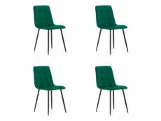 Sarat - lot de 4 chaises style moderne salon/salle à manger - 87x50.5x44.5 cm - chaise en velours - vert
