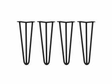 Skiski legs - 4 pieds de table en épingle à cheveux 35,5cm 3 tiges en acier noir épaisseur 12mm 24200